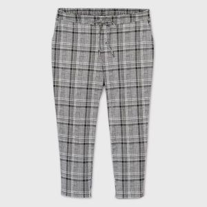 Ava & Viv Black and White Plaid Cropped Pants